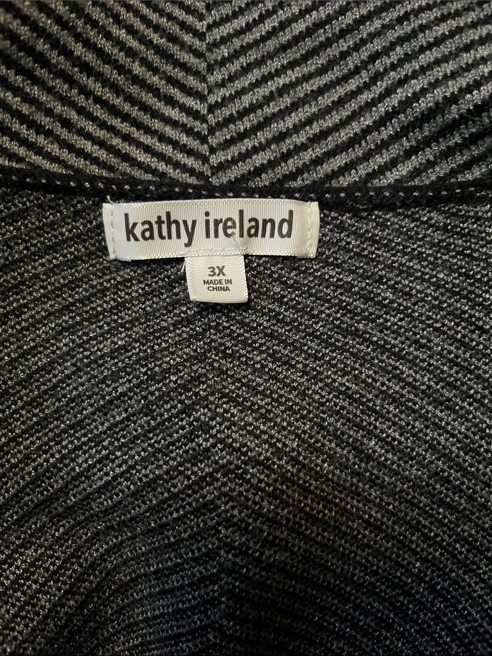 kathy ireland Black and White Herringbone Open-Front Blazer Coat - Picture 3 of 3